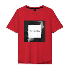 Мужская футболка хлопок Oversize с принтом The next day , 100% хлопок | свободный крой, круглый ворот, “спинка” длиннее передней части | Тематика изображения на принте: bowie | david | боуи | дэвид | музыкант | певец | рок