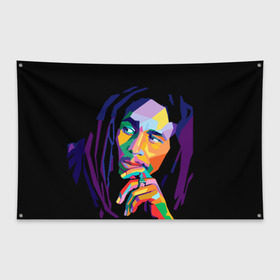 Флаг-баннер с принтом Боб Марли , 100% полиэстер | размер 67 х 109 см, плотность ткани — 95 г/м2; по краям флага есть четыре люверса для крепления | bob marley | боб марли | поп арт | регги