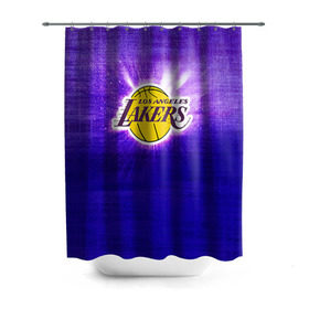 Штора 3D для ванной с принтом Los Angeles Lakers , 100% полиэстер | плотность материала — 100 г/м2. Стандартный размер — 146 см х 180 см. По верхнему краю — пластиковые люверсы для креплений. В комплекте 10 пластиковых колец | basketball | la | lakers | los angeles | nba | баскет | баскетбол | баскетбольный | лейкерс | нба | спорт