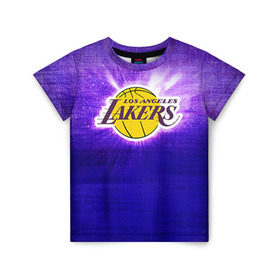 Детская футболка 3D с принтом Los Angeles Lakers , 100% гипоаллергенный полиэфир | прямой крой, круглый вырез горловины, длина до линии бедер, чуть спущенное плечо, ткань немного тянется | basketball | la | lakers | los angeles | nba | баскет | баскетбол | баскетбольный | лейкерс | нба | спорт