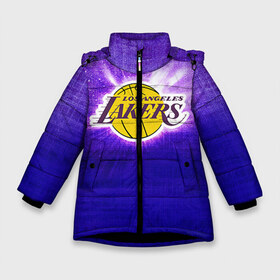 Зимняя куртка для девочек 3D с принтом Los Angeles Lakers , ткань верха — 100% полиэстер; подклад — 100% полиэстер, утеплитель — 100% полиэстер. | длина ниже бедра, удлиненная спинка, воротник стойка и отстегивающийся капюшон. Есть боковые карманы с листочкой на кнопках, утяжки по низу изделия и внутренний карман на молнии. 

Предусмотрены светоотражающий принт на спинке, радужный светоотражающий элемент на пуллере молнии и на резинке для утяжки. | basketball | la | lakers | los angeles | nba | баскет | баскетбол | баскетбольный | лейкерс | нба | спорт