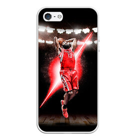 Чехол силиконовый для Телефон Apple iPhone 5/5S с принтом Бросок , Силикон | Область печати: задняя сторона чехла, без боковых панелей | basketball | nba | баскет | баскетбол | баскетбольный | нба | спорт