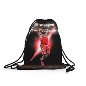 Рюкзак-мешок 3D с принтом Бросок , 100% полиэстер | плотность ткани — 200 г/м2, размер — 35 х 45 см; лямки — толстые шнурки, застежка на шнуровке, без карманов и подкладки | Тематика изображения на принте: basketball | nba | баскет | баскетбол | баскетбольный | нба | спорт
