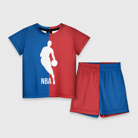 Детский костюм с шортами 3D с принтом Эмблема NBA ,  |  | basketball | nba | баскет | баскетбол | баскетбольный | нба | спорт | эмблема
