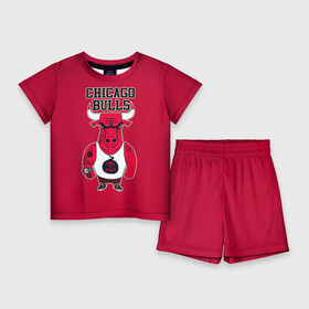Детский костюм с шортами 3D с принтом Chicago bulls ,  |  | basketball | chicago | chicago bulls | nba | баскет | баскетбол | баскетбольный | булс | нба | спорт | чикаго | чикаго булс