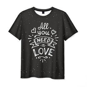 Мужская футболка 3D с принтом Любовь надпись , 100% полиэфир | прямой крой, круглый вырез горловины, длина до линии бедер | 14 февраля | love | влюбленный | день святого валентина | любовь | милый | романтика | сердце