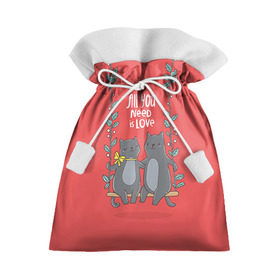 Подарочный 3D мешок с принтом Кисули Love , 100% полиэстер | Размер: 29*39 см | 14 февраля | love | влюбленный | день святого валентина | котики | любовь | милый | романтика | сердце