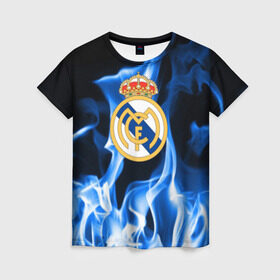 Женская футболка 3D с принтом Real Madrid , 100% полиэфир ( синтетическое хлопкоподобное полотно) | прямой крой, круглый вырез горловины, длина до линии бедер | madrid | real | мадрид | реал | футбол
