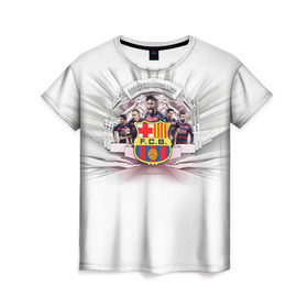 Женская футболка 3D с принтом Барселона 1 , 100% полиэфир ( синтетическое хлопкоподобное полотно) | прямой крой, круглый вырез горловины, длина до линии бедер | barcelona | fcb | барса | барселона | футбол