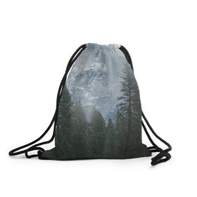 Рюкзак-мешок 3D с принтом лес , 100% полиэстер | плотность ткани — 200 г/м2, размер — 35 х 45 см; лямки — толстые шнурки, застежка на шнуровке, без карманов и подкладки | лес | мгла | мрачность | темнота | туман