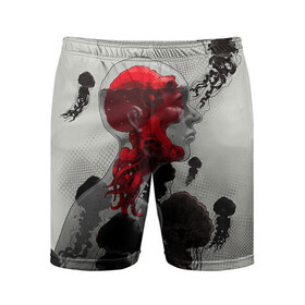 Мужские шорты 3D спортивные с принтом Человеко-Медуза ,  |  | амфибия | медуза | море | океан | подводный мир | человек амфибия