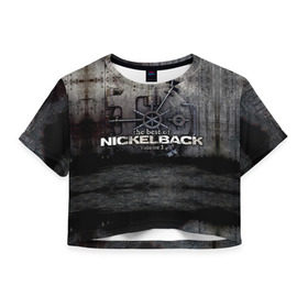Женская футболка 3D укороченная с принтом Nickelback , 100% полиэстер | круглая горловина, длина футболки до линии талии, рукава с отворотами | nickelback | группа | никельбэк | рок