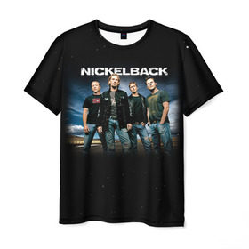 Мужская футболка 3D с принтом Nickelback , 100% полиэфир | прямой крой, круглый вырез горловины, длина до линии бедер | nickelback | группа | никельбэк | рок