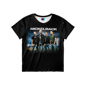 Детская футболка 3D с принтом Nickelback , 100% гипоаллергенный полиэфир | прямой крой, круглый вырез горловины, длина до линии бедер, чуть спущенное плечо, ткань немного тянется | nickelback | группа | никельбэк | рок