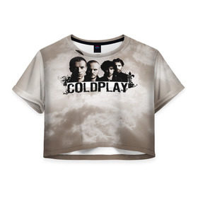 Женская футболка 3D укороченная с принтом Coldplay , 100% полиэстер | круглая горловина, длина футболки до линии талии, рукава с отворотами | coldplay | rock | колдплэй | рок