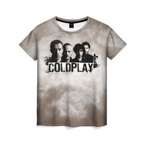 Женская футболка 3D с принтом Coldplay , 100% полиэфир ( синтетическое хлопкоподобное полотно) | прямой крой, круглый вырез горловины, длина до линии бедер | coldplay | rock | колдплэй | рок