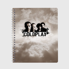 Тетрадь с принтом Coldplay , 100% бумага | 48 листов, плотность листов — 60 г/м2, плотность картонной обложки — 250 г/м2. Листы скреплены сбоку удобной пружинной спиралью. Уголки страниц и обложки скругленные. Цвет линий — светло-серый
 | coldplay | rock | колдплэй | рок