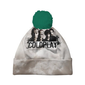 Шапка 3D c помпоном с принтом Coldplay , 100% полиэстер | универсальный размер, печать по всей поверхности изделия | coldplay | rock | колдплэй | рок