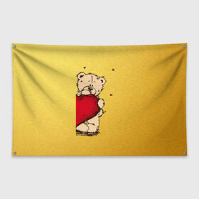 Флаг-баннер с принтом Медведи а , 100% полиэстер | размер 67 х 109 см, плотность ткани — 95 г/м2; по краям флага есть четыре люверса для крепления | 14 февраля | heart | love | влюбленные | день святого валентина | лав | любовь | пара | подарок | сердечки | сердце