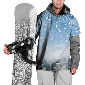 Накидка на куртку 3D с принтом Снежный город , 100% полиэстер |  | Тематика изображения на принте: город | зима | природа | снег | снегопад
