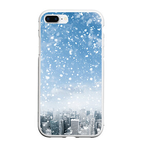 Чехол для iPhone 7Plus/8 Plus матовый с принтом Снежный город , Силикон | Область печати: задняя сторона чехла, без боковых панелей | Тематика изображения на принте: город | зима | природа | снег | снегопад