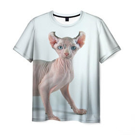Мужская футболка 3D с принтом Сфинкс , 100% полиэфир | прямой крой, круглый вырез горловины, длина до линии бедер | домашняя | животное | кот | котэ | кошка | сфинкс