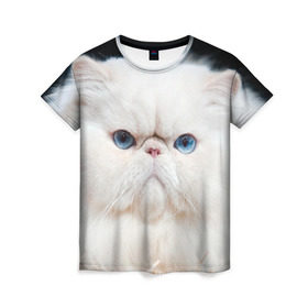 Женская футболка 3D с принтом Персидский кот , 100% полиэфир ( синтетическое хлопкоподобное полотно) | прямой крой, круглый вырез горловины, длина до линии бедер | Тематика изображения на принте: домашняя | животное | кот | котэ | кошка | персидский