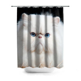 Штора 3D для ванной с принтом Персидский кот , 100% полиэстер | плотность материала — 100 г/м2. Стандартный размер — 146 см х 180 см. По верхнему краю — пластиковые люверсы для креплений. В комплекте 10 пластиковых колец | домашняя | животное | кот | котэ | кошка | персидский