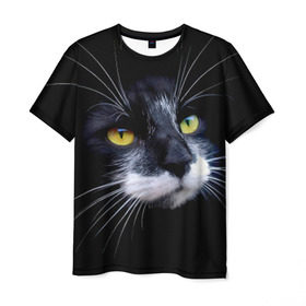 Мужская футболка 3D с принтом Кот , 100% полиэфир | прямой крой, круглый вырез горловины, длина до линии бедер | Тематика изображения на принте: домашняя | животное | кот | котэ | кошка