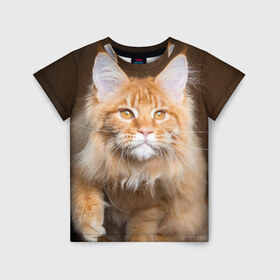 Детская футболка 3D с принтом Кот , 100% гипоаллергенный полиэфир | прямой крой, круглый вырез горловины, длина до линии бедер, чуть спущенное плечо, ткань немного тянется | домашняя | животное | кот | котэ | кошка