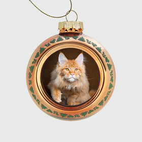 Стеклянный ёлочный шар с принтом Кот , Стекло | Диаметр: 80 мм | домашняя | животное | кот | котэ | кошка