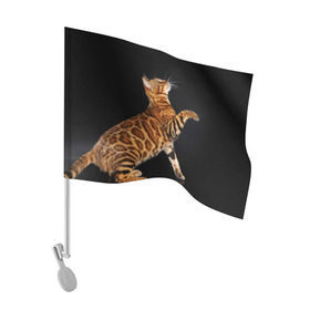 Флаг для автомобиля с принтом Бенгальская кошка , 100% полиэстер | Размер: 30*21 см | бенгальская | домашняя | животное | кот | котэ | кошка