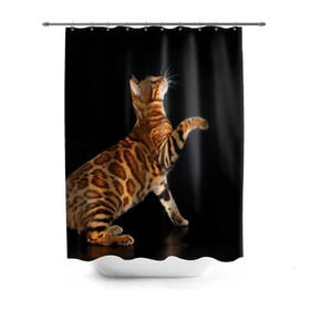Штора 3D для ванной с принтом Бенгальская кошка , 100% полиэстер | плотность материала — 100 г/м2. Стандартный размер — 146 см х 180 см. По верхнему краю — пластиковые люверсы для креплений. В комплекте 10 пластиковых колец | бенгальская | домашняя | животное | кот | котэ | кошка