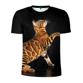 Мужская футболка 3D спортивная с принтом Бенгальская кошка , 100% полиэстер с улучшенными характеристиками | приталенный силуэт, круглая горловина, широкие плечи, сужается к линии бедра | бенгальская | домашняя | животное | кот | котэ | кошка
