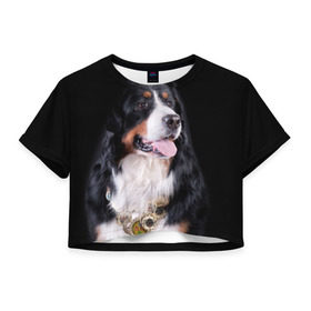Женская футболка 3D укороченная с принтом Бернский зенненхунд , 100% полиэстер | круглая горловина, длина футболки до линии талии, рукава с отворотами | бернский зенненхунд | животное | порода | собака