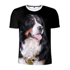Мужская футболка 3D спортивная с принтом Бернский зенненхунд , 100% полиэстер с улучшенными характеристиками | приталенный силуэт, круглая горловина, широкие плечи, сужается к линии бедра | Тематика изображения на принте: бернский зенненхунд | животное | порода | собака