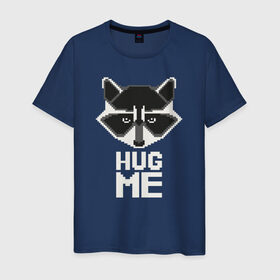 Мужская футболка хлопок с принтом Енот  HUG ME  , 100% хлопок | прямой крой, круглый вырез горловины, длина до линии бедер, слегка спущенное плечо. | енот