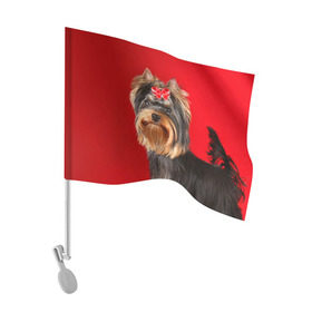 Флаг для автомобиля с принтом Йоркширский терьер , 100% полиэстер | Размер: 30*21 см | животное | йоркширский терьер | порода | собака
