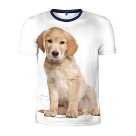 Мужская футболка 3D спортивная с принтом Золотистый ретривер , 100% полиэстер с улучшенными характеристиками | приталенный силуэт, круглая горловина, широкие плечи, сужается к линии бедра | животное | золотистый ретривер | порода | собака
