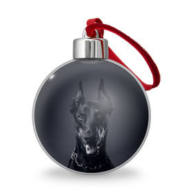 Ёлочный шар с принтом Доберман , Пластик | Диаметр: 77 мм | Тематика изображения на принте: доберман | животное | порода | собака