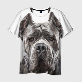 Мужская футболка 3D с принтом Канне корсо , 100% полиэфир | прямой крой, круглый вырез горловины, длина до линии бедер | Тематика изображения на принте: животное | канне корсо | порода | собака