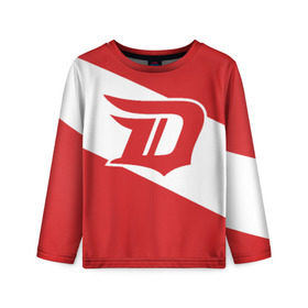Детский лонгслив 3D с принтом Detroit Red Wings D , 100% полиэстер | длинные рукава, круглый вырез горловины, полуприлегающий силуэт
 | Тематика изображения на принте: detroit red wings | hockey | nhl | нхл | спорт | хоккей
