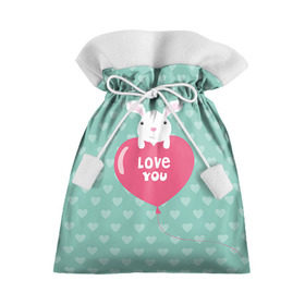 Подарочный 3D мешок с принтом Влюбленный зайка , 100% полиэстер | Размер: 29*39 см | 14 февраля | love | love you | валентин | влюбленные | день святого валентина | зайчики | заяц | лав | любовь | подарок девушке | подарок парню