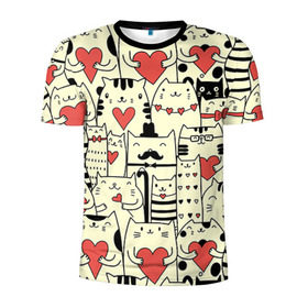 Мужская футболка 3D спортивная с принтом Любящие котики , 100% полиэстер с улучшенными характеристиками | приталенный силуэт, круглая горловина, широкие плечи, сужается к линии бедра | 14 февраля | cat | love | love you | валентин | влюбленные | день святого валентина | кот | котики | лав | любовь | подарок девушке | подарок парню