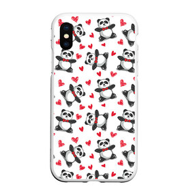Чехол для iPhone XS Max матовый с принтом Панда и любовь , Силикон | Область печати: задняя сторона чехла, без боковых панелей | 14 февраля | bears | love | love you | валентин | влюбленные | день святого валентина | лав | любовь | медведб | медведи | мишки | подарок девушке | подарок парню