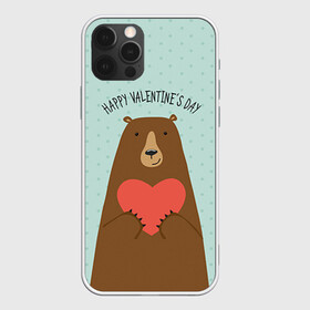 Чехол для iPhone 12 Pro с принтом Медведь с сердцем , силикон | область печати: задняя сторона чехла, без боковых панелей | Тематика изображения на принте: 14 февраля | bears | love | love you | валентин | влюбленные | день святого валентина | лав | любовь | медведб | медведи | мишки | подарок девушке | подарок парню