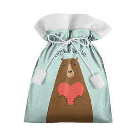 Подарочный 3D мешок с принтом Медведь с сердцем , 100% полиэстер | Размер: 29*39 см | 14 февраля | bears | love | love you | валентин | влюбленные | день святого валентина | лав | любовь | медведб | медведи | мишки | подарок девушке | подарок парню