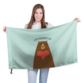 Флаг 3D с принтом Медведь с сердцем , 100% полиэстер | плотность ткани — 95 г/м2, размер — 67 х 109 см. Принт наносится с одной стороны | 14 февраля | bears | love | love you | валентин | влюбленные | день святого валентина | лав | любовь | медведб | медведи | мишки | подарок девушке | подарок парню