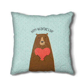 Подушка 3D с принтом Медведь с сердцем , наволочка – 100% полиэстер, наполнитель – холлофайбер (легкий наполнитель, не вызывает аллергию). | состоит из подушки и наволочки. Наволочка на молнии, легко снимается для стирки | 14 февраля | bears | love | love you | валентин | влюбленные | день святого валентина | лав | любовь | медведб | медведи | мишки | подарок девушке | подарок парню