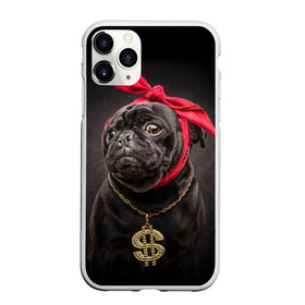 Чехол для iPhone 11 Pro матовый с принтом Мопс , Силикон |  | доллар | животное | золото | мопс | порода | собака